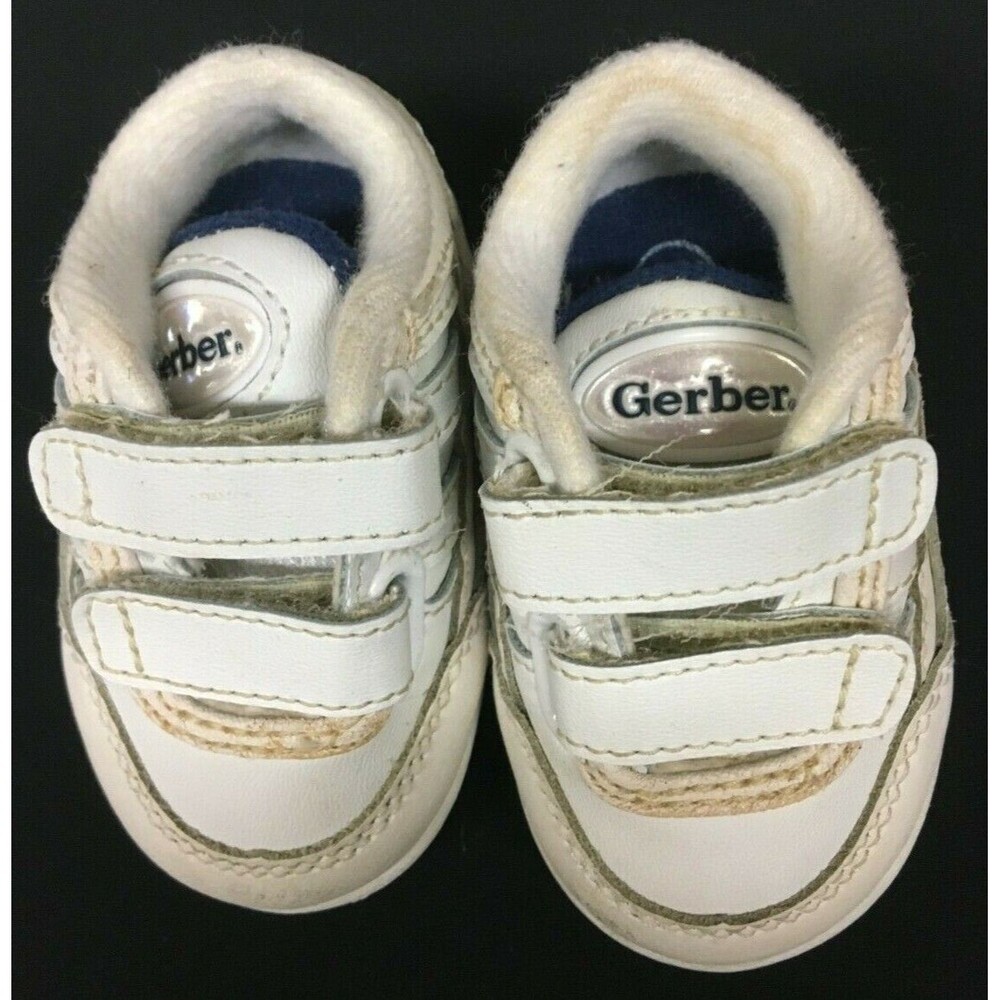 Baby Shoes Sneakers White Hook & Loop Sz 1W Girl Boy Unisex Gerber Free Ship
